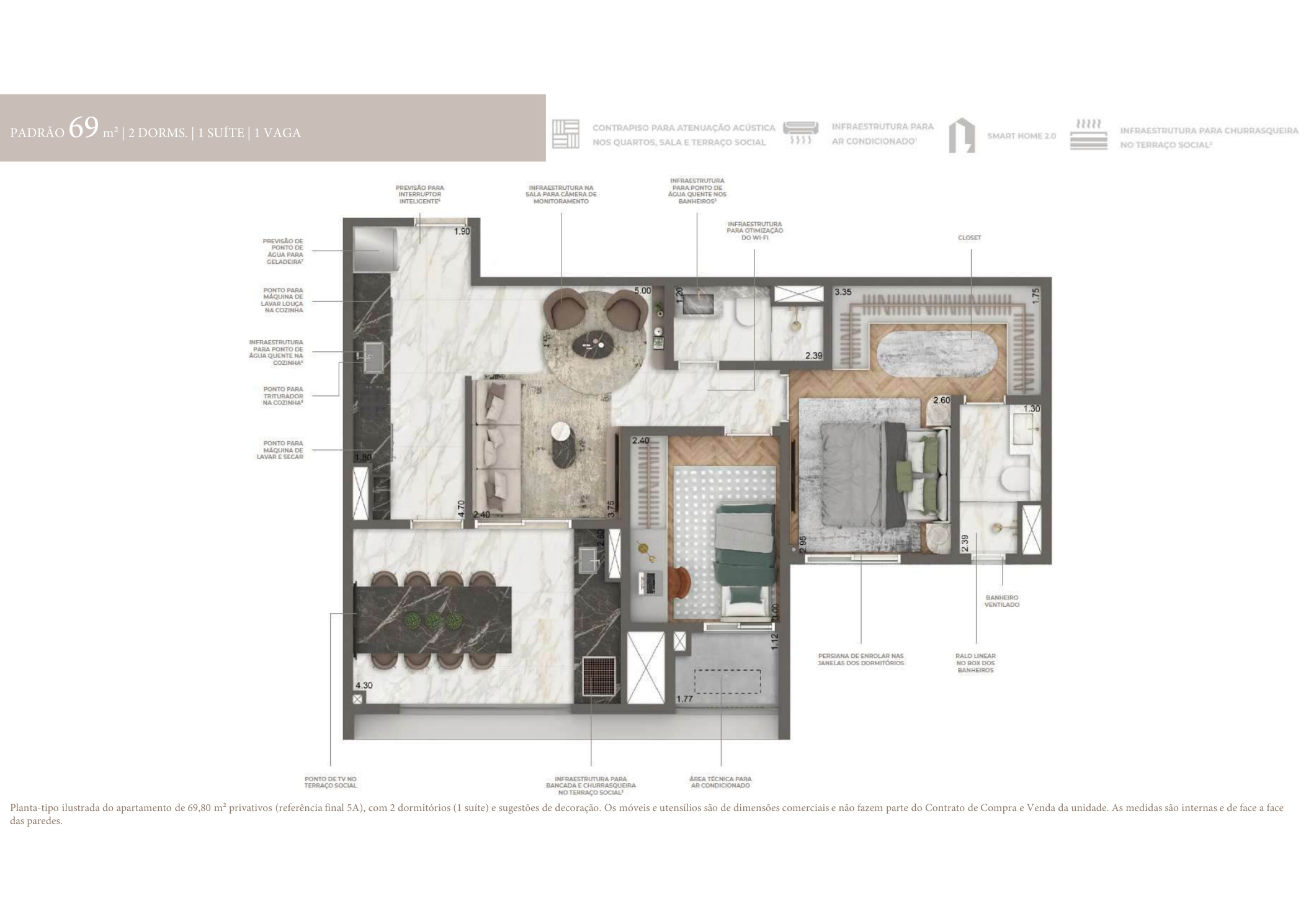 Planta 69,80 m²