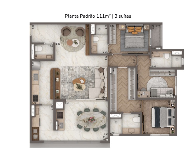 Planta 111,60 m²