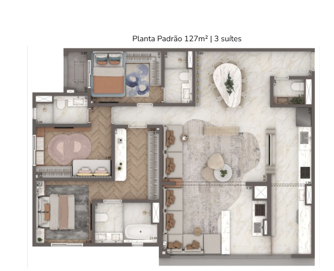 Planta 127,70 m²