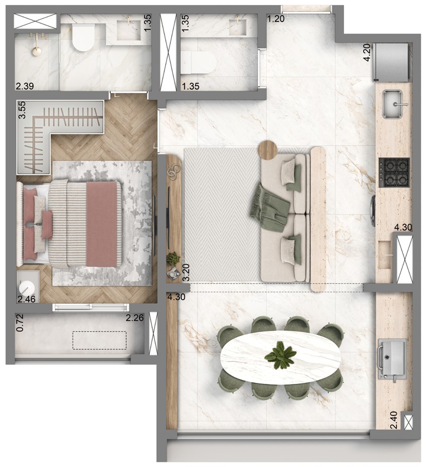 Planta 48 m²