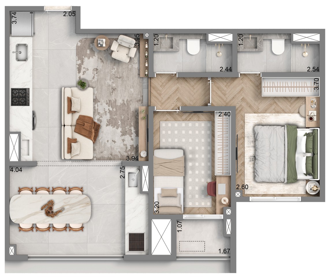 Planta 65 m²