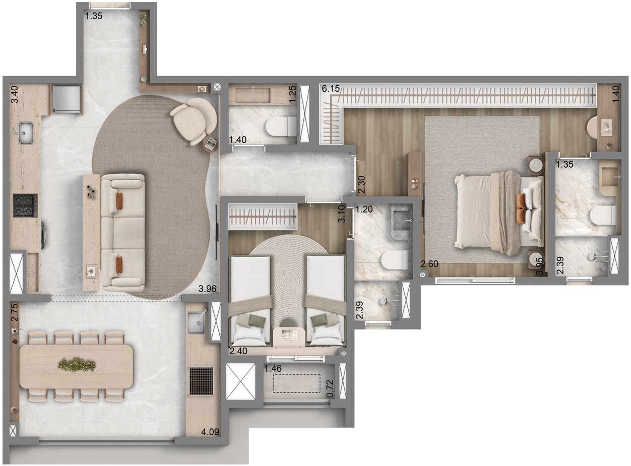 Planta 77 m²